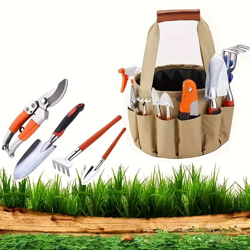 Set D' Outils de Jardinage avec Sac de Transport - Set de 10 Pièces pour L' Entretien du Jardin