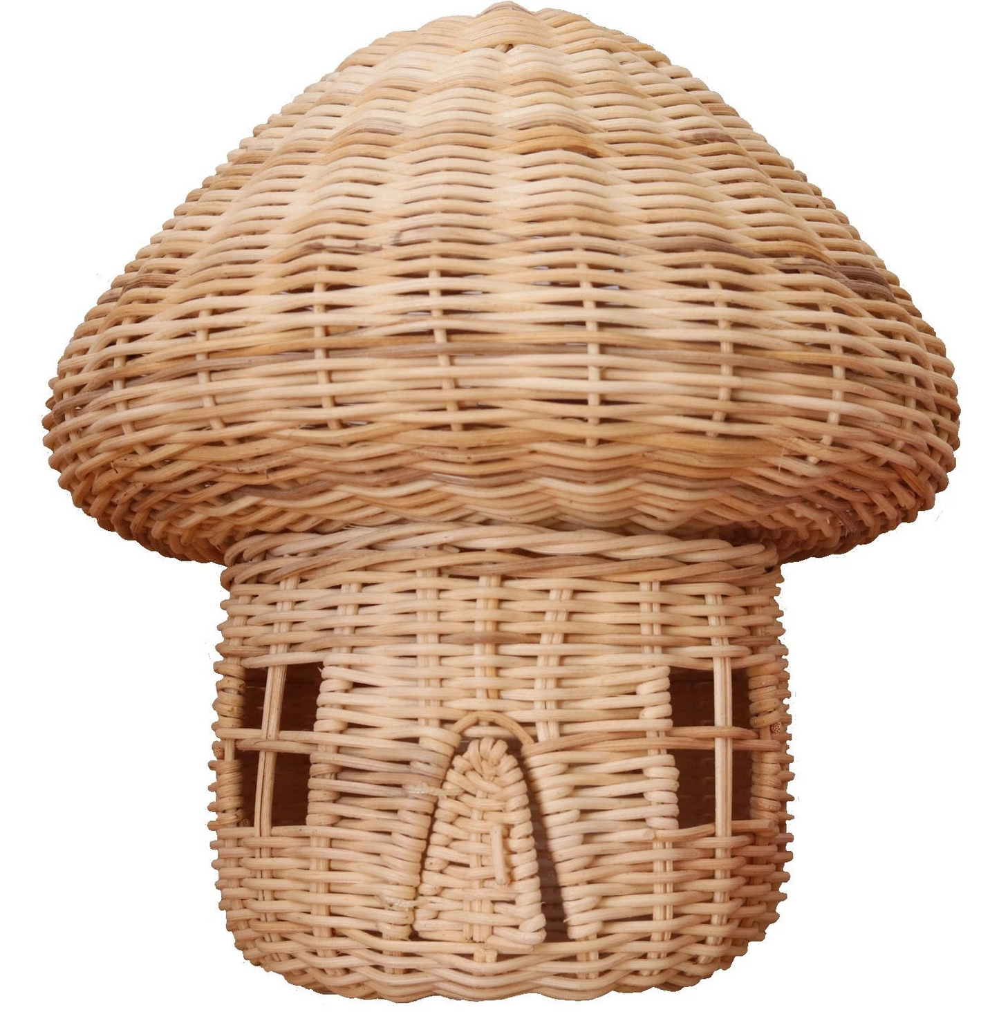 Ornement Maison Champignon en Rotin Fait à la Main - Superbe Décoration en Rotin Tressé pour la Maison