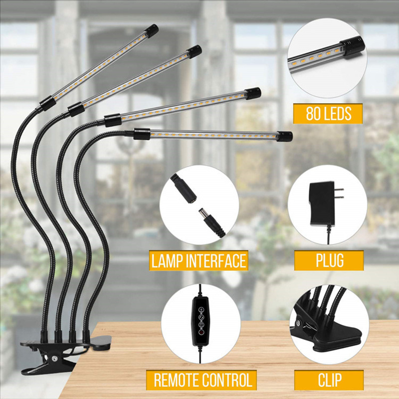 Lumière De Croissance Des Plantes Avec 4 Bras Flexibles Et Fonction De Gradation Pour Les Jardins D' Intérieur