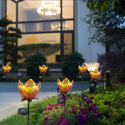Lampe Solaire de Jardin Fleur de Lotus - Éclairage Extérieur Décoratif à Led pour le Jardin et la Cour