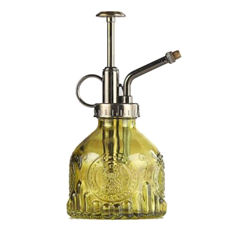 Bouteille En Verre Gaufré Avec Buse En Métal - Vaporisateur Pour L' Arrosage Des Fleurs Au Design Vintage