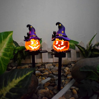 Lampes Solaires D' Halloween - Lampes de Jardin Décoratives à Led avec des Motifs de Citrouilles et de Sorcières