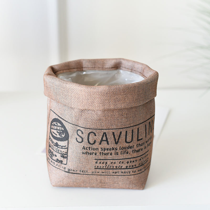 Pot en Tissu Décoratif avec Impression - Pot de Rangement Polyvalent pour les Plantes et la Décoration