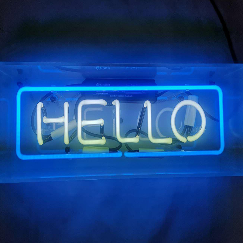 Bouclier Néon En Verre Acrylique - Boîte À Lumière LED Pour Le Salon Et La Chambre À Coucher , Lampe De Table Décorative