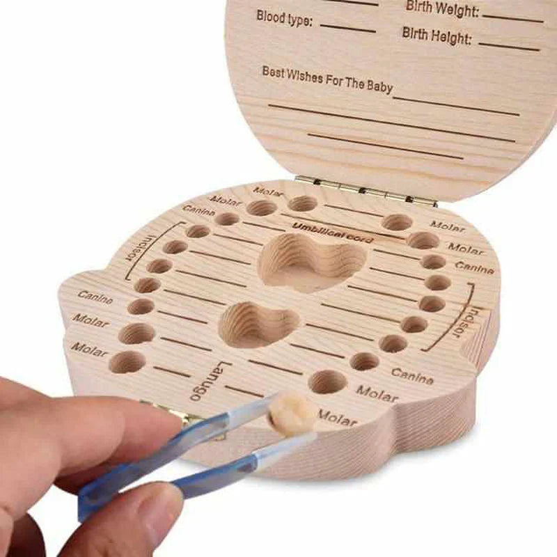 Boîte à Dents en Bois pour des Souvenirs Précieux - avec Espace pour les Dents de Lait et les Données Personnelles