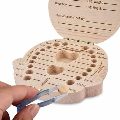 Boîte à Dents en Bois pour des Souvenirs Précieux - avec Espace pour les Dents de Lait et les Données Personnelles