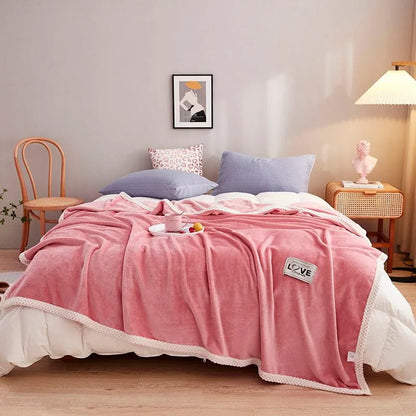 Couverture Douillette en Flanelle Polaire Rose