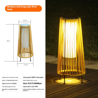 Lanterne Solaire LED en Rotin - Grand Éclairage Extérieur en Forme D' Ovale pour le Jardin et la Terrasse