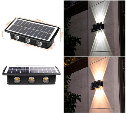 Applique Murale Solaire Led D' Extérieur avec Effet Up & Down - Éclairage Mural Moderne pour Jardin et Terrasse