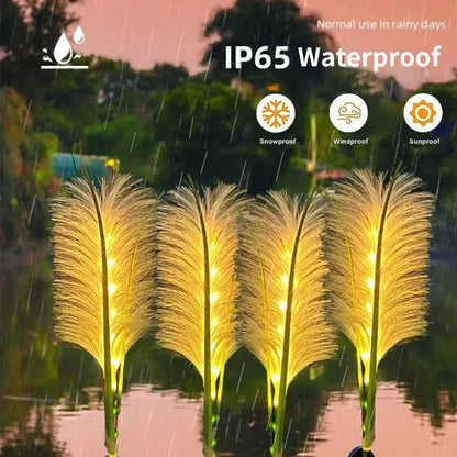 Eclairage Décoratif de Jardin en Rotin - Lampe Solaire en Design D' Herbe pour L' Extérieur