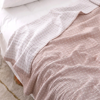 Couverture en Coton Simple et Décontractée à Carreaux - Doux et Confortable pour la Maison