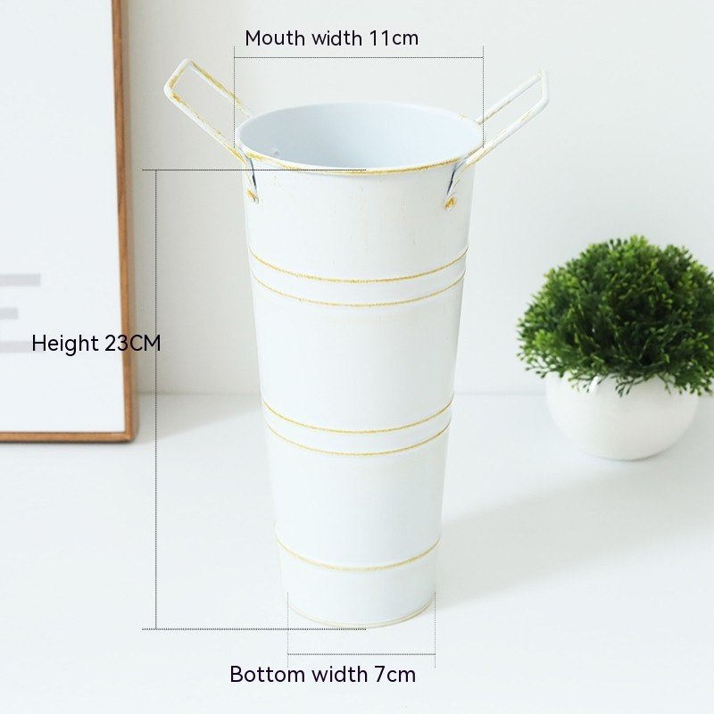 Pot De Fleurs En Fer Rétro Avec Poignées - Pot De Fleurs Décoratif En Métal Pour La Maison