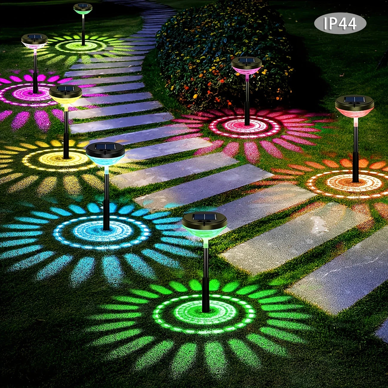 Lampe Solaire de Jardin avec Changement de Couleur - Eclairage de Jardin à Led pour L' Extérieur avec Motif de Fleurs