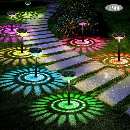 Lampe Solaire de Jardin avec Changement de Couleur - Eclairage de Jardin à Led pour L' Extérieur avec Motif de Fleurs