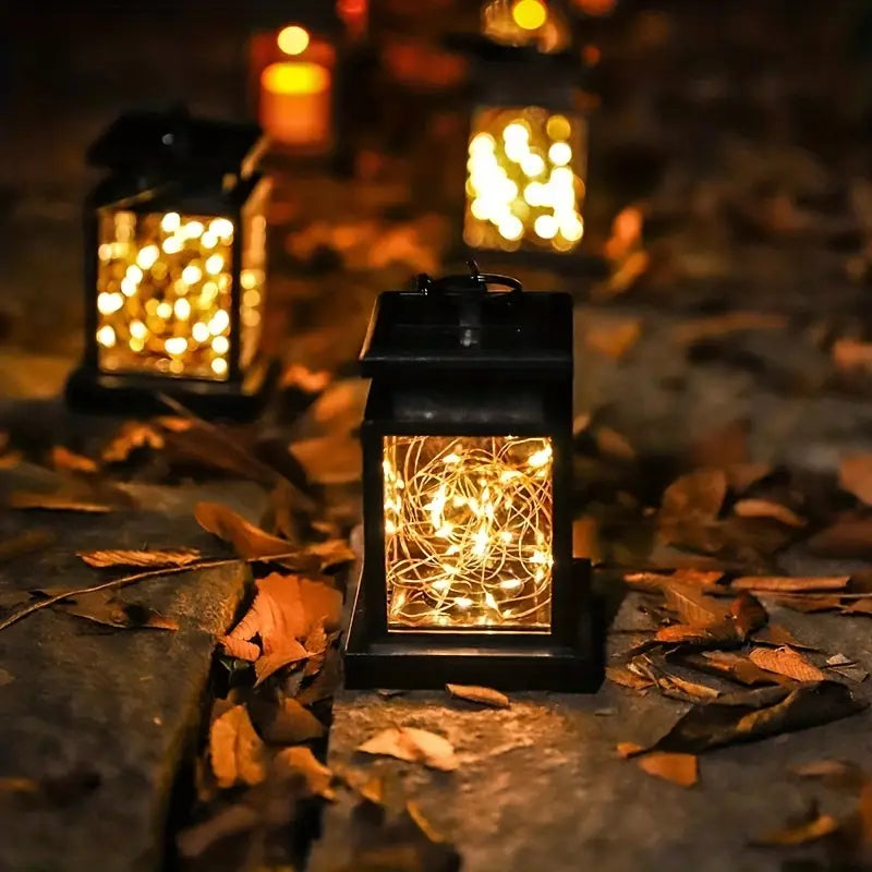 Lanterne Solaire à Led avec Fil Lumineux et Clip de Suspension - Eclairage de Jardin Étanche pour Terrasse et Balcon