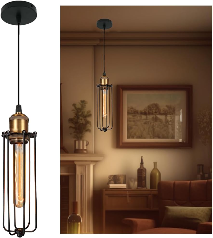 Lampe Suspendue Industrielle au Design Rétro - Lampe Suspendue Vintage avec Grille Métallique