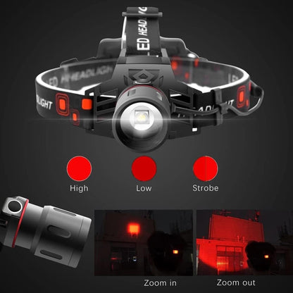 Lampe Frontale Led Rechargeable avec Lumière Blanche , Rouge et Verte - Lampe Frontale Puissante avec Usb et Batterie Rechargeable