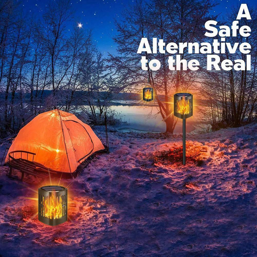 Lanterne Solaire à Flammes LED - Éclairage Extérieur Décoratif pour Jardin et Terrasse avec Possibilité de Suspension