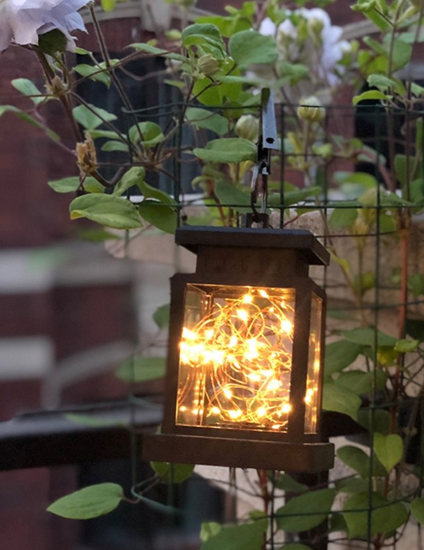 Lanterne Solaire à Led avec Fil Lumineux et Clip de Suspension - Eclairage de Jardin Étanche pour Terrasse et Balcon