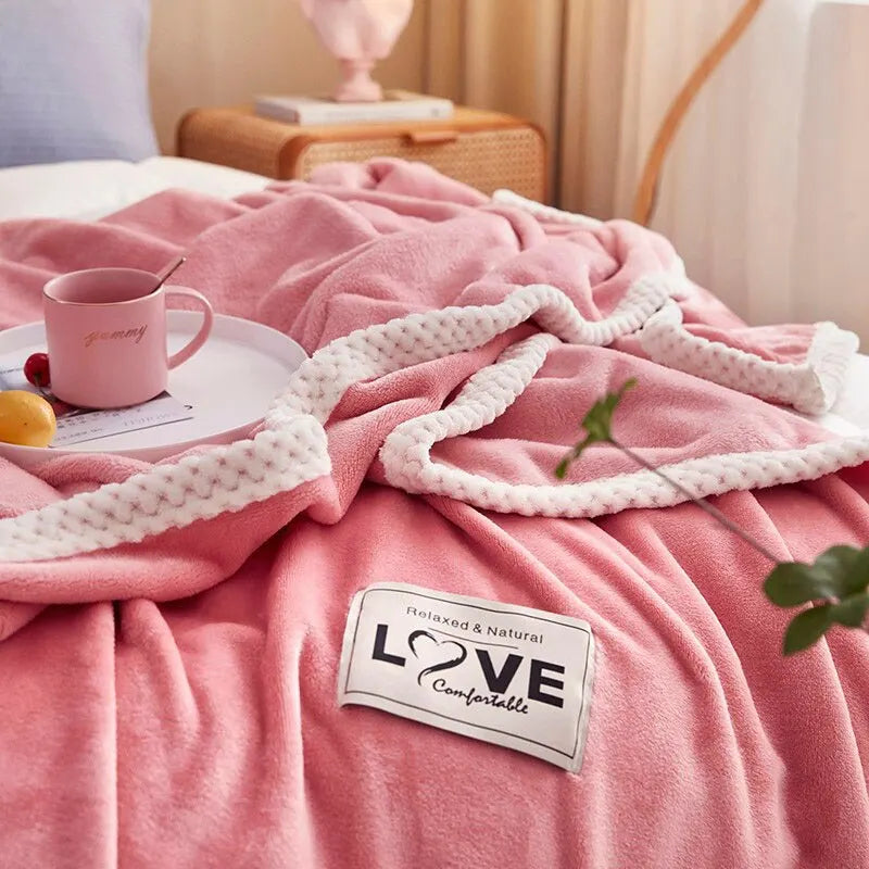 Couverture Douillette en Flanelle Polaire Rose