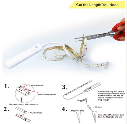 Bande Lumineuse LED avec Télécommande - 2 Mètres de Bande Flexible pour L' Éclairage Décoratif dans les Armoires et les Étagères