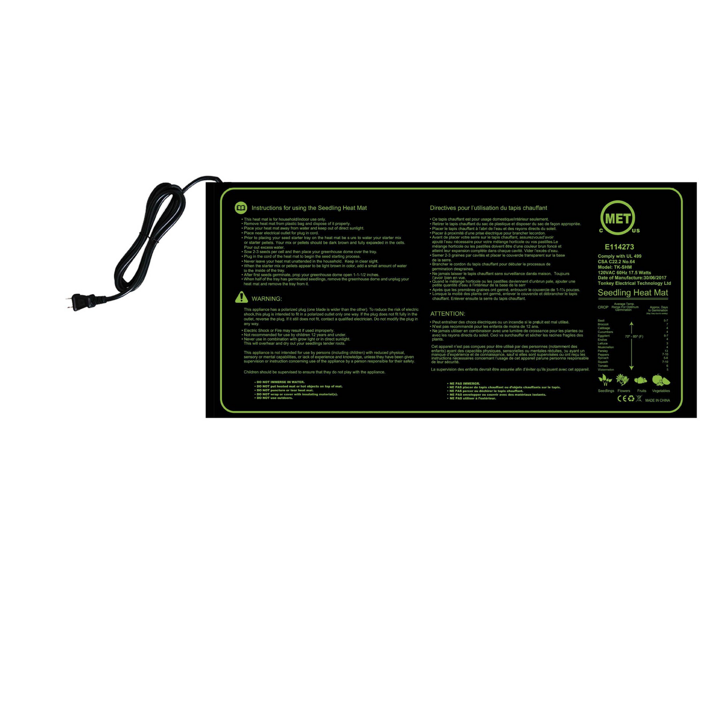 Natte Chauffante pour Semis de Plantes - Régulation de la Température pour une Germination et une Croissance Plus Rapides