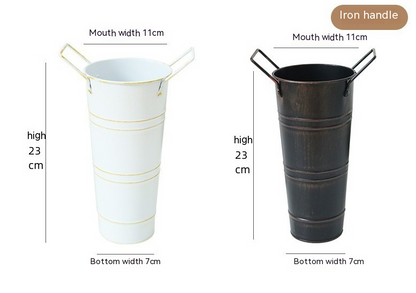 Pot De Fleurs En Fer Rétro Avec Poignées - Pot De Fleurs Décoratif En Métal Pour La Maison