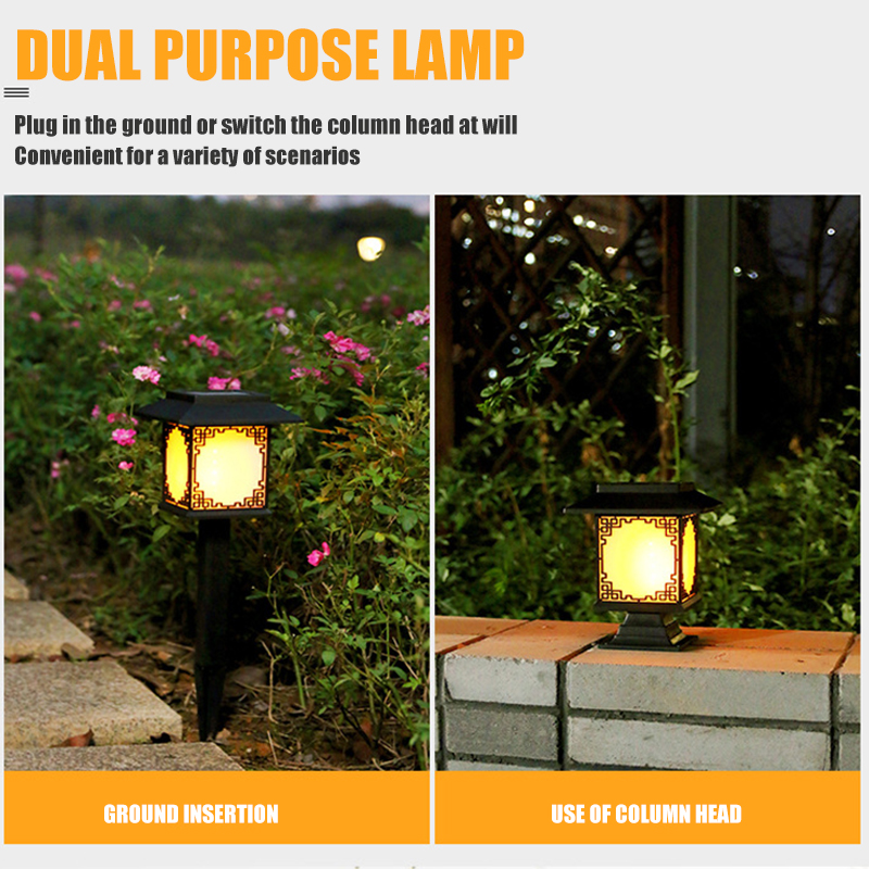 Lampe Solaire à LED pour le Jardin - Grande Lampe Carrée à Lumière Chaude et Double Usage