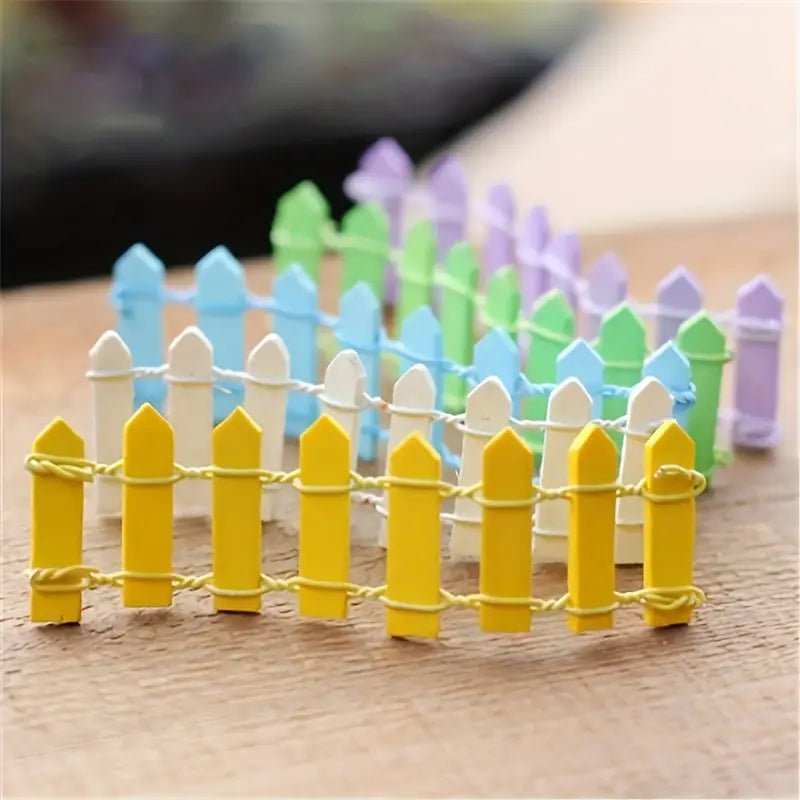 Clôture de Jardin Miniature en Bois - Décoration Colorée pour le Jardin des Fées et le Modélisme