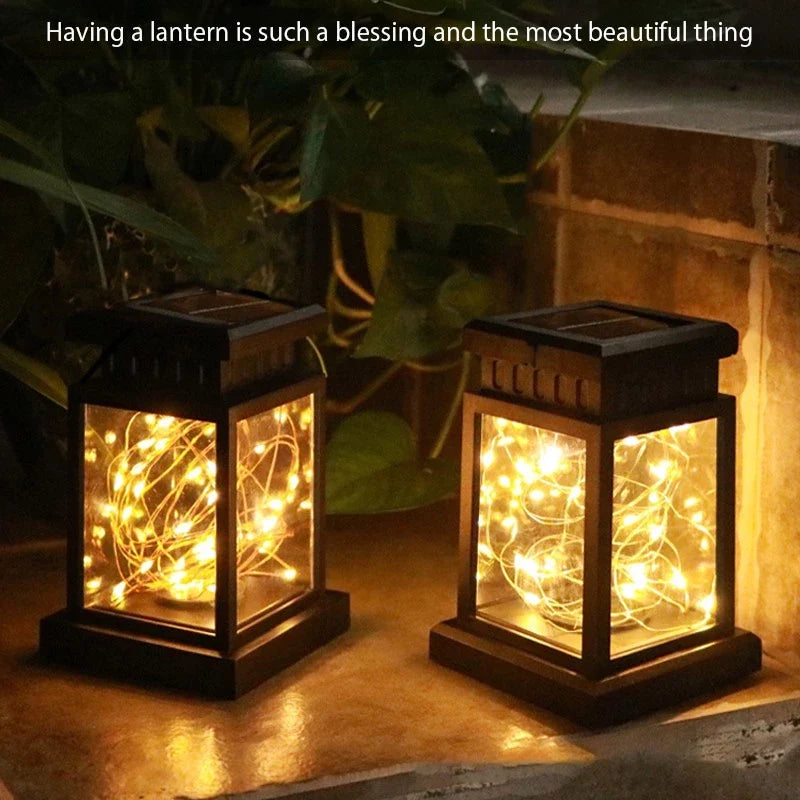 Lanterne Solaire à LED avec Lumières Filaires - Lampe de Jardin Décorative pour L' Extérieur et la Terrasse