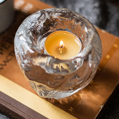 Porte-bougies à Réchaud en Verre - Porte-bougies Décoratif en Verre Transparent pour un Éclairage Confortable