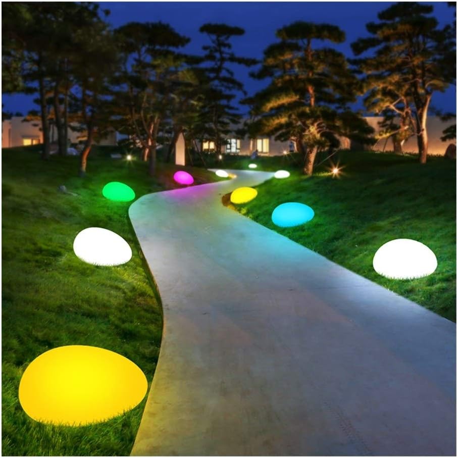Pierres de Jardin Lumineuses avec Changement de Couleur - Lampes à Led Décoratives en Pierre pour L' Extérieur et le Jardin