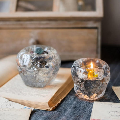 Porte-bougies à Réchaud en Verre - Porte-bougies Décoratif en Verre Transparent pour un Éclairage Confortable