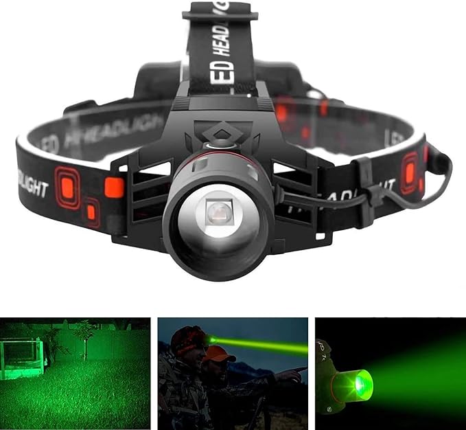 Lampe Frontale Led Rechargeable avec Lumière Blanche , Rouge et Verte - Lampe Frontale Puissante avec Usb et Batterie Rechargeable
