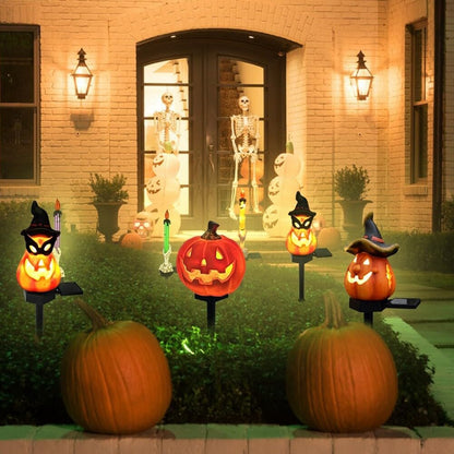 Lampes Solaires D' Halloween - Lampes de Jardin Décoratives à Led avec des Motifs de Citrouilles et de Sorcières