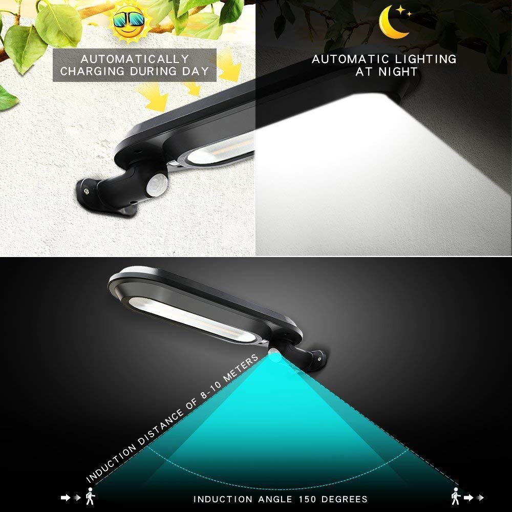 Applique Solaire Avec Détecteur De Mouvement - Éclairage Extérieur Led Pour Le Jardin Et La Terrasse