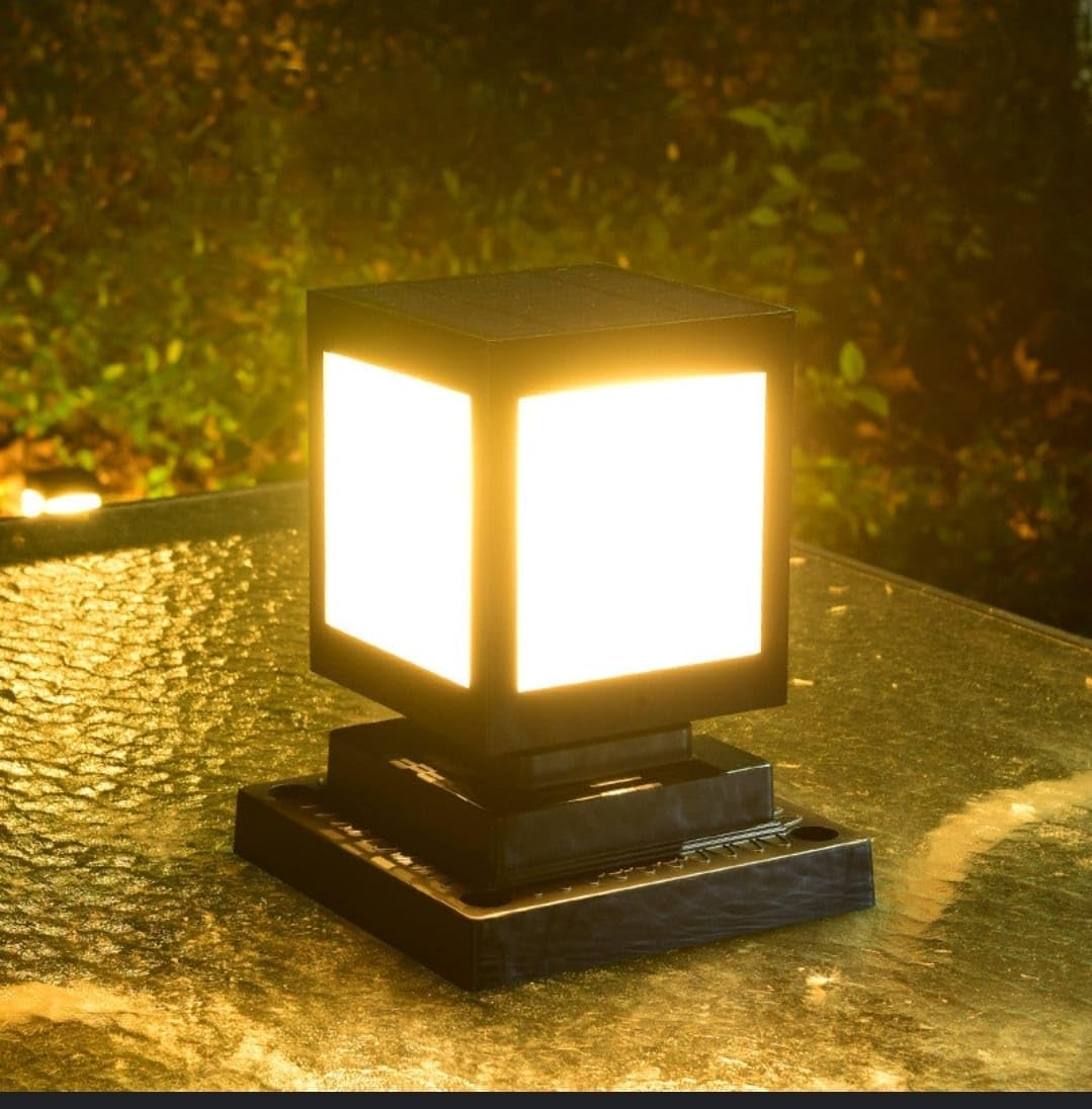 Lanterne Solaire de Jardin à Led au Design Carré - Éclairage Extérieur Décoratif pour les Allées et la Terrasse