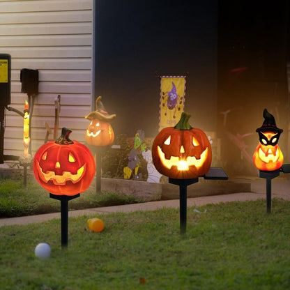 Lampes Solaires D' Halloween - Lampes de Jardin Décoratives à Led avec des Motifs de Citrouilles et de Sorcières