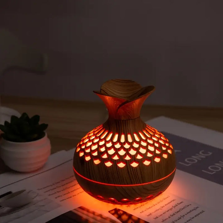 Humidificateur à Led - Diffuseur en Bois et Veilleuse