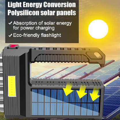 Lampe de Poche Solaire à LED - Projecteur Portatif Étanche et Puissant avec Pile au Lithium