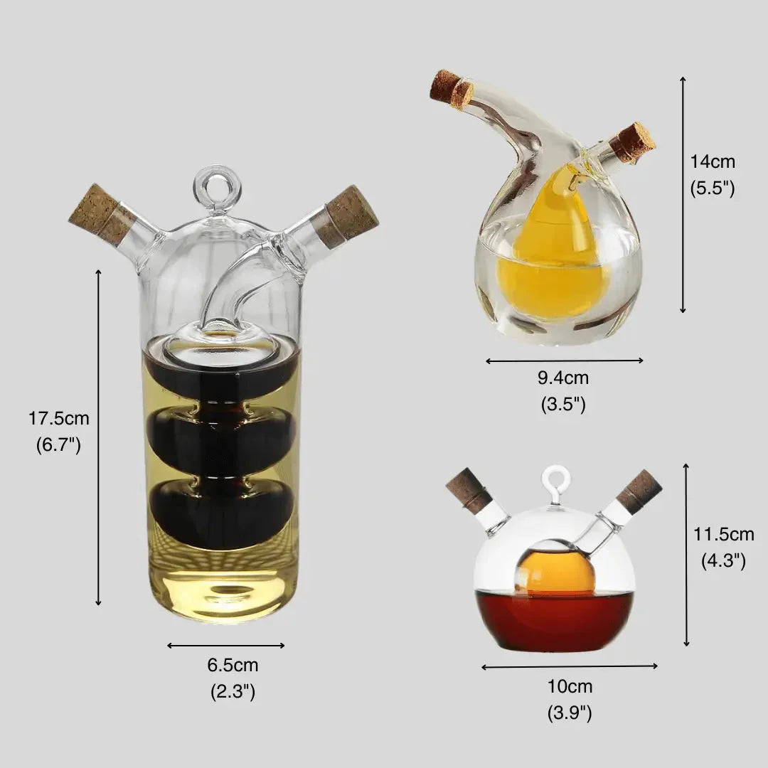 Distributeur D' Huile et de Vinaigre - Double Bouteille en Verre pour Servir et Conserver avec Style