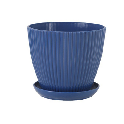 Pot De Fleurs Avec Structure Rainurée Et Soucoupe - Pot En Plastique Solide Pour Les Plantes