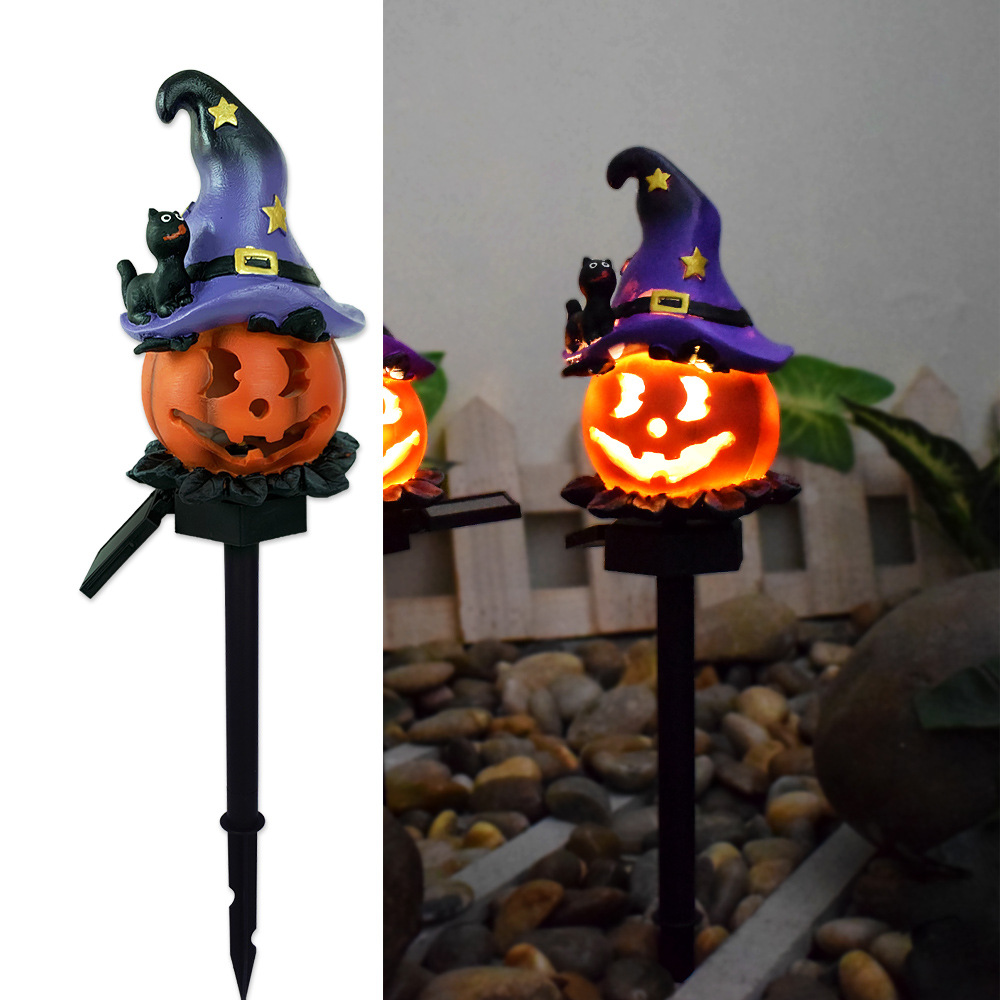 Lampes Solaires D' Halloween - Lampes de Jardin Décoratives à Led avec des Motifs de Citrouilles et de Sorcières