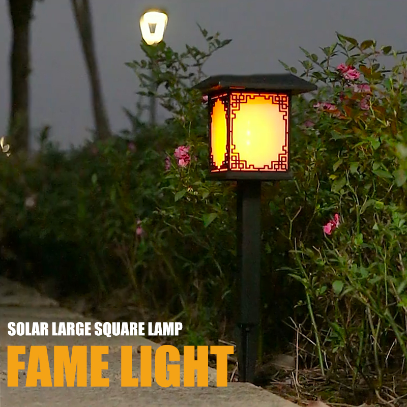 Lampe Solaire à LED pour le Jardin - Grande Lampe Carrée à Lumière Chaude et Double Usage