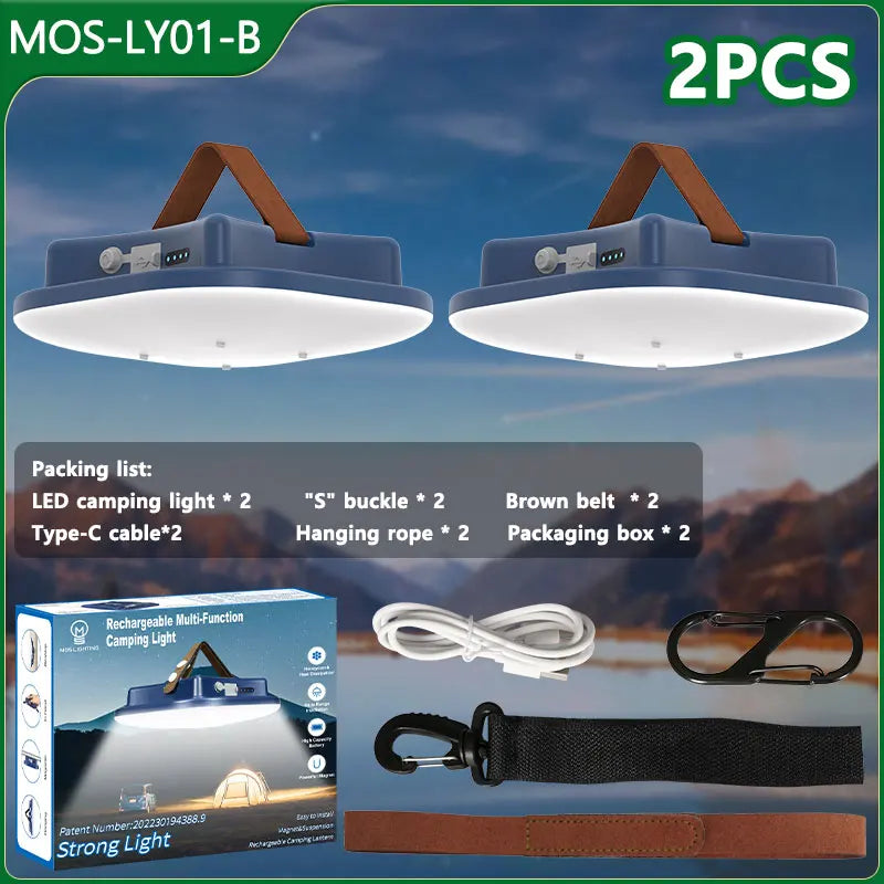 Lampe de Camping Solaire Rechargeable 80w avec Aimant et Fonction Zoom