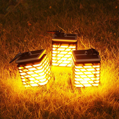 Lanterne de Jardin Solaire à Led avec Design de Rainures - Éclairage Extérieur Décoratif pour le Jardin