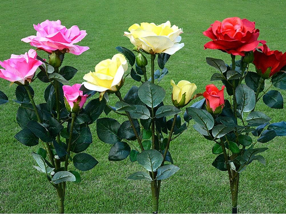Lampes À Roses À Énergie Solaire - Fiches De Jardin Avec Panneau Solaire Pour Éclairage Décoratif
