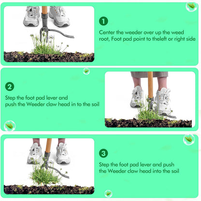 Désherbeur à Tête à 4 Griffes - Outil de Jardinage Efficace en Fer pour L' Élimination des Racines