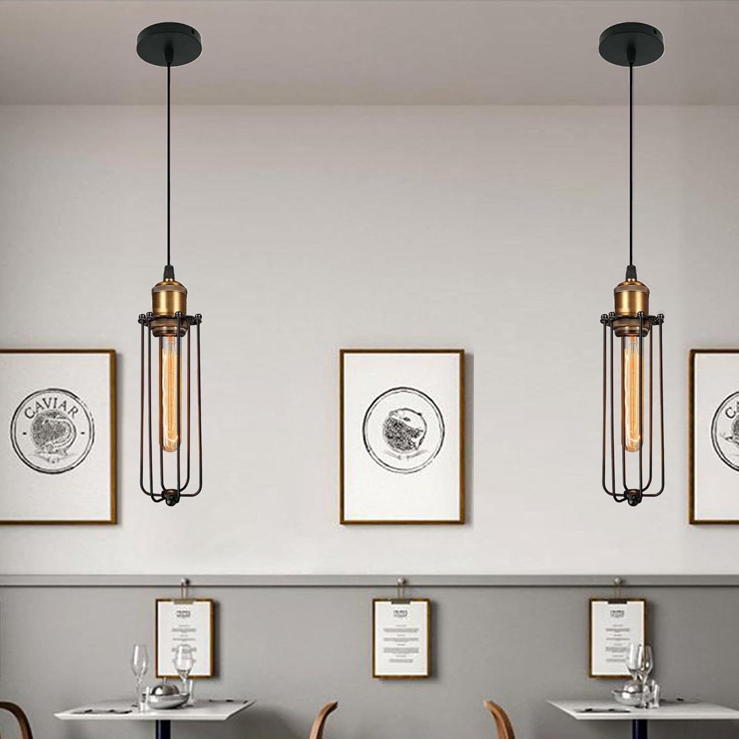 Lampe Suspendue Industrielle au Design Rétro - Lampe Suspendue Vintage avec Grille Métallique