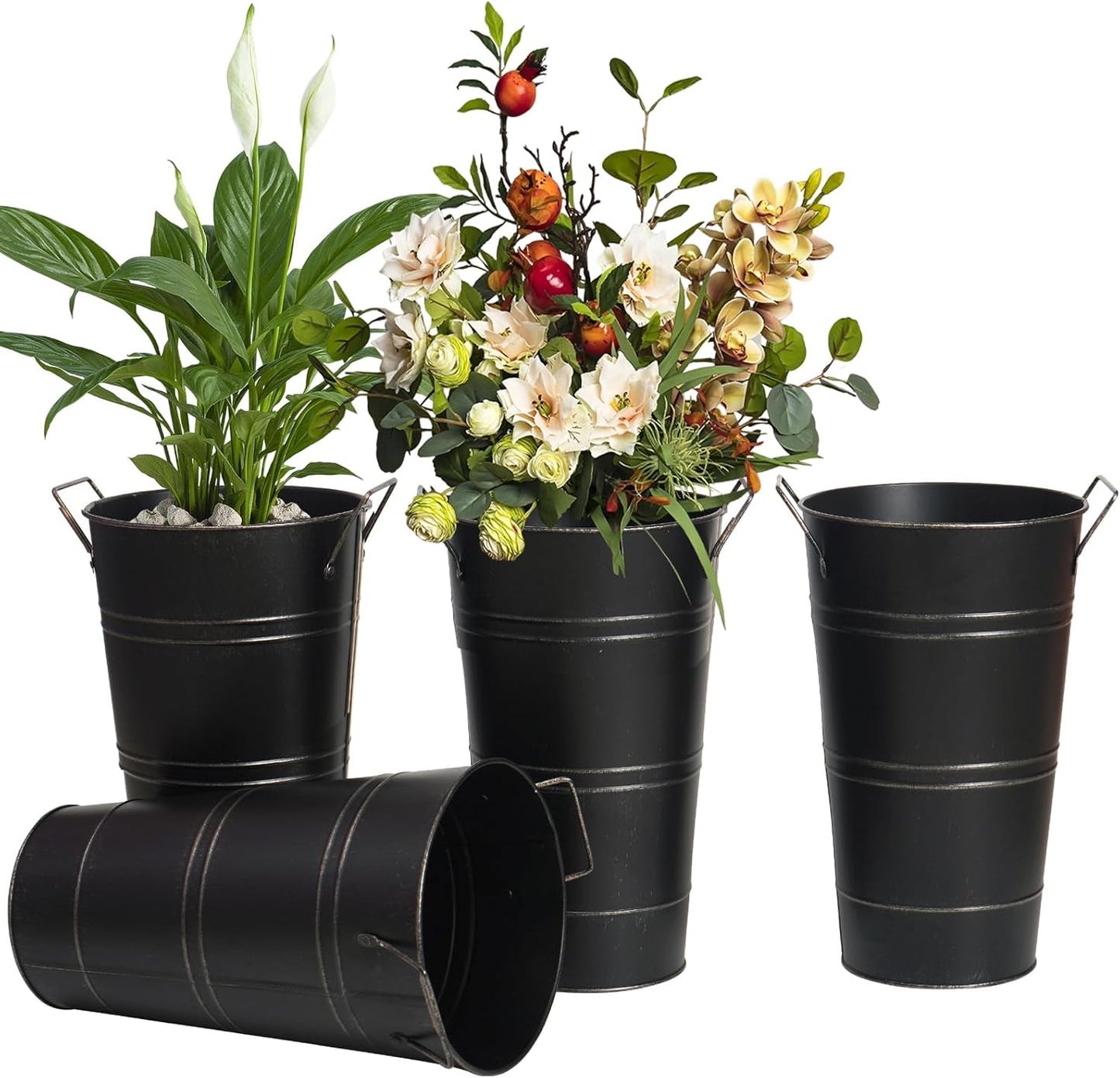 Pot De Fleurs En Fer Rétro Avec Poignées - Pot De Fleurs Décoratif En Métal Pour La Maison